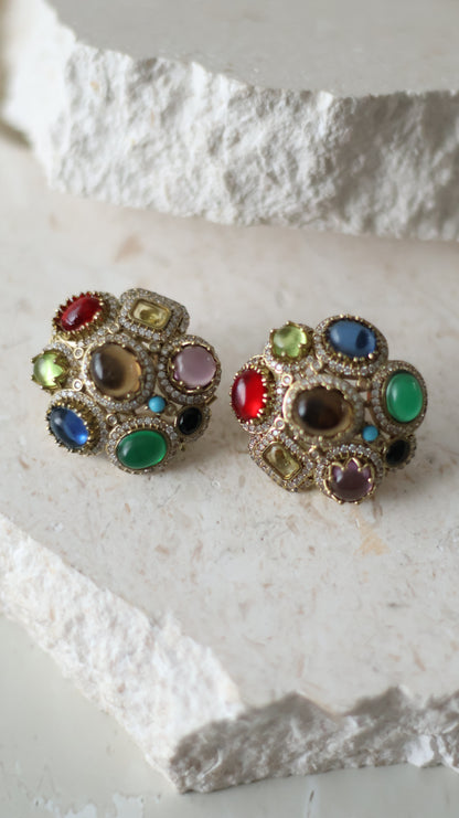 Amber studs - Brown